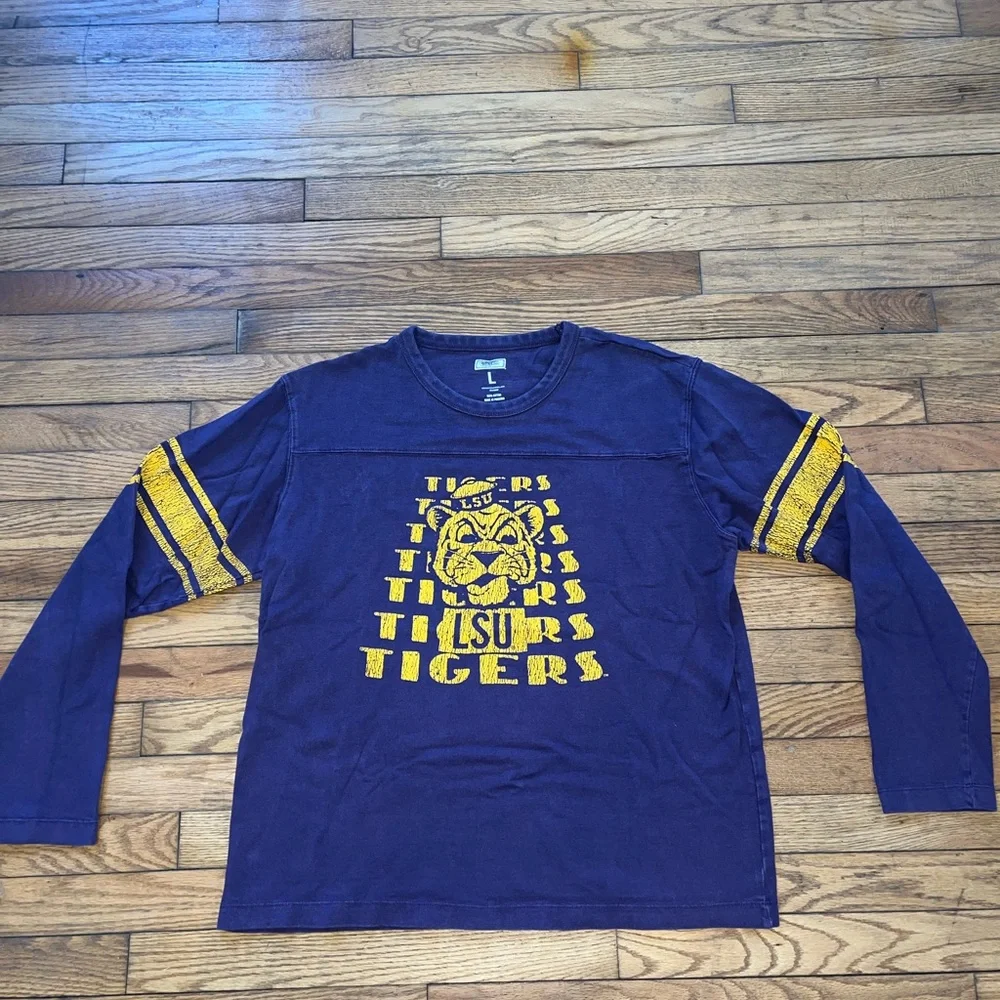 LSU‎ Tigers Vintage Crewneck Pullover Sweatshirt Tailgate Mens L 100% Cotton